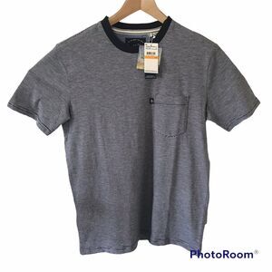 Original Penguin Mens Slub Navy Striped Pocket T-Shirt Sz Small 100% Cotton $49